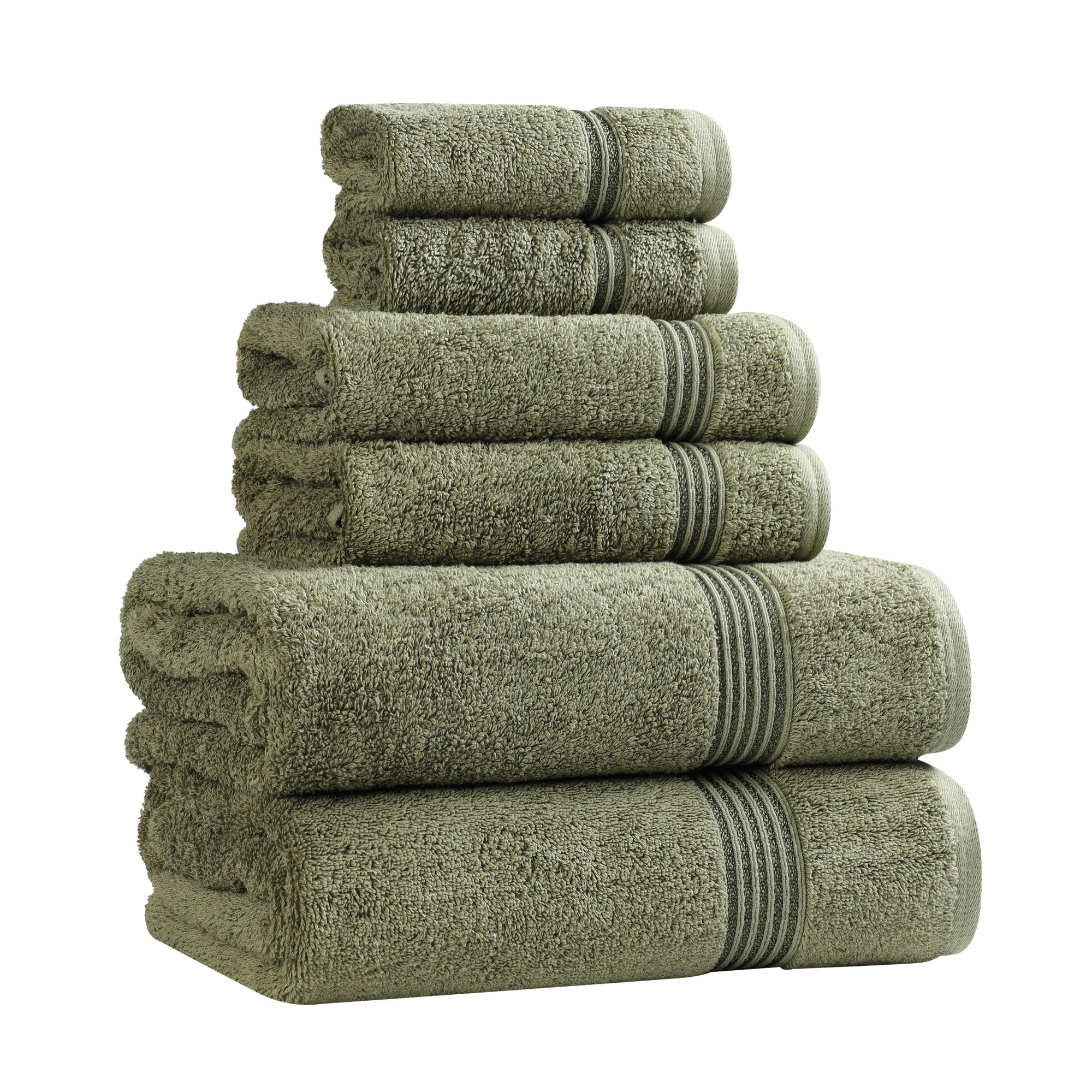 Egyptian Cotton Absorbent Luxury Heavyweight 6 Piece Towel Set, Forest Green - Blue Nile Mills