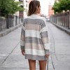 Amaryllis Women's Colorblock Stripe V-Neck Button-Down Cardigan Long Sleeves Oversized Knit - 4 of 4