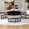 Vynxaria Coffee Tables: Modern Round Lift-Top Table with Storage & Ottomans - 3 of 4