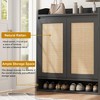 Coolmee Shoe Cabinet for Entryway, Rattan Shoe Storage Organizer with Adjustable Shelves, Closed Shoe Rack for Hallway, Living Room, Bedroom - 4 of 4