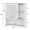 VECELO Bathroom Wall Cabinet with Mirror, Wall Mounted Medicine Cabinet with Door & Open Shelves, Adjustable Shelves, White - 3 of 4