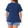 Agnes Orinda Women's Plus Size Short Flounce Sleeve Casual Summer Round Neck Blouses - 4 of 4
