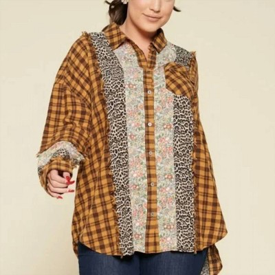 Women's Plaid Floral & Animal Block Shirt - Oddi