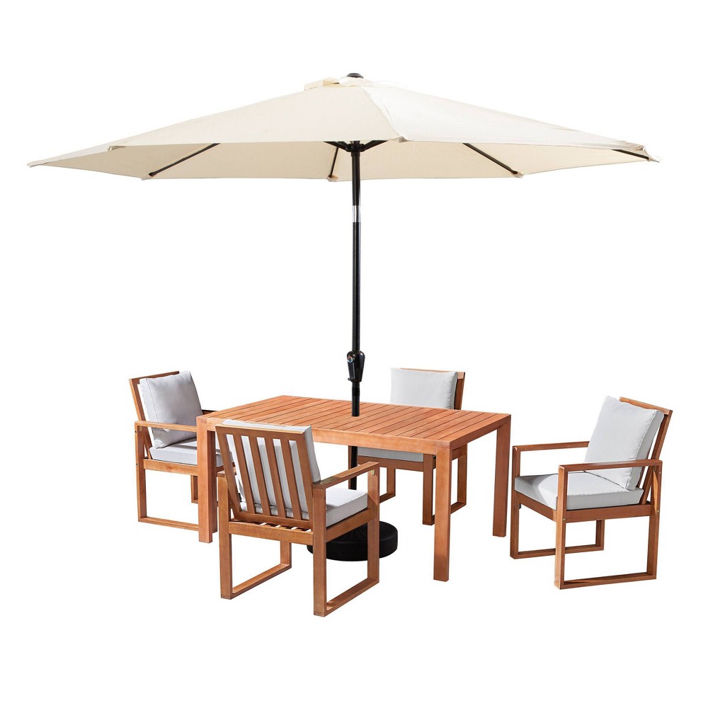Photos - Dining Table Alaterre Furniture 6pc Outdoor Patio Dining Set, Weston Table with 10' Auto Tilt Umbrella Tan