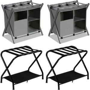 Heybly Luggage Rack,Pack of 2,Steel Folding Suitcase Stand with Storage Shelf for Bedroom, Hotel - 1 of 3