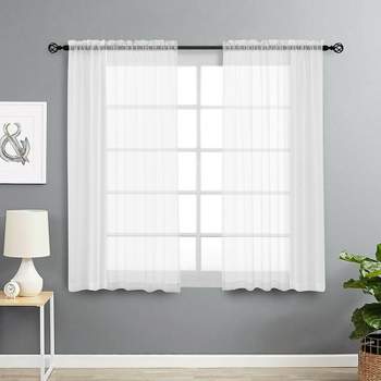 Kate Aurora Living 2 Pack Basic Home Rod Pocket Sheer Voile Window Curtains - 52in. W x 45in. L, White