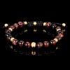 Crucible Men's Red Tiger Eye Stone and Gold Plated Steel Bead Adjustable Bracelet (8mm) - 3 of 4