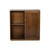 Lirago Mid Century Walnut Sideboard with 2 Sliding Doors Solid Wood Decorative Strips 11.8"D x 31.9"W x 32.7"H Storage Cabinet - 2 of 4
