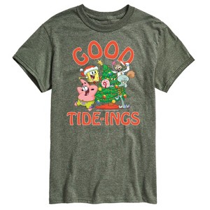 Men's - SpongeBob SquarePants - Good Tide Christmas Short Sleeve Graphic T-Shirt - 1 of 4