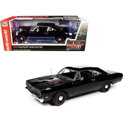 1969 Plymouth HEMI 426 RoadRunner Hardtop Tuxedo Black "Hemmings Muscle Machines" Magazine Cover Car (August 2009) 1/18 Diecast Model Car by Autoworld