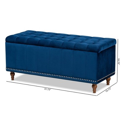 Elegant Navy Blue Velvet 42" Tufted Storage Ottoman Bench