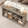 8 Cube Storage Organizer Bookshelf, 3 Tier Farmhouse Horizontal Bookcase, 62 Inch Wood Storage Bookcase for Entryway, Long Low Bookshelves - 4 of 4
