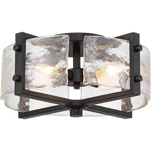 Possini Euro Design Modern Ceiling Light Semi Flush Mount Fixture 14 1/4  Wide Black Gold 14 1/4 Wide 4-light Crystal For Bedroom : Target