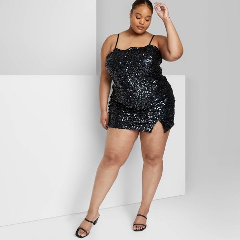 Women's Plus Size Sequin Slip - Wild Fable™ Black 4x : Target