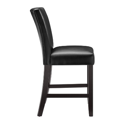 Elegant Ebony and Black Leather 26" Counter Stools - Set of 2