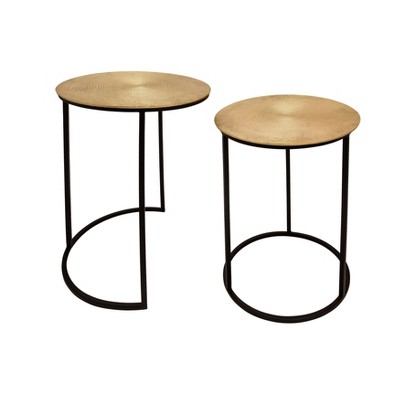 2pc 20"/23" Metal Round Side Tables Gold/Black - Sagebrook Home