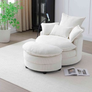 CAVINAS Corduroy Oversized Swivel Accent Chair with Ottoman and 4 Pillows,Upholstered Swivel Living Room Chairs,Reading Chairs for Living Room - 1 of 4