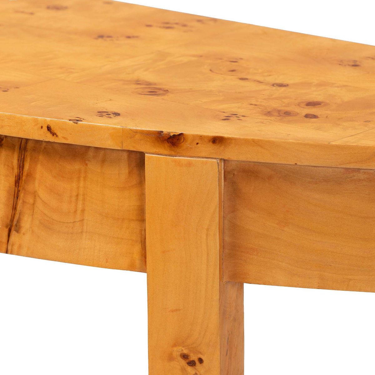 bali & pari Jihan Real Burl Wood Half Moon Large Console Table Light Mappa Burl - thumbnail 7