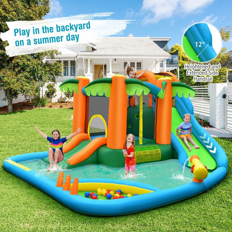 Costway Inflatable Water Slide Park Kid Bounce House Splash Pool with 780W Blower, 2 of 11
