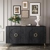 TIRAMISUBEST Modern Lacquered 4 Door Wooden Cabinet Sideboard Buffet Server Cabinet Storage Cabinet - Distressed Black Mobile File Cabinet - 2 of 4