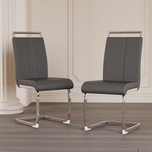 SEVOBAL Dining Chairs Set of 2 High Back PU Faux Leather Side Chairs with C-Shaped Metal Legs for Dining Room, Gray, 22.44"*17.12"*38.58" - 1 of 4