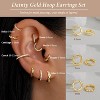 Small Sterling Silver Huggie Hoop Earrings Set for Women, 14K Gold Plated Hoops Stacks for Multiple Piercings - 4 of 4