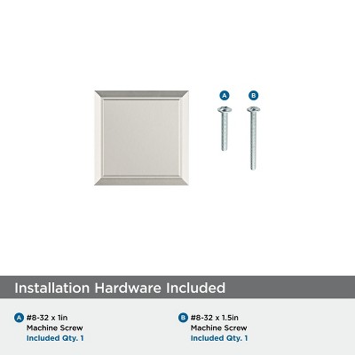 Satin Nickel Square Cabinet Knob with Mounting Hardware