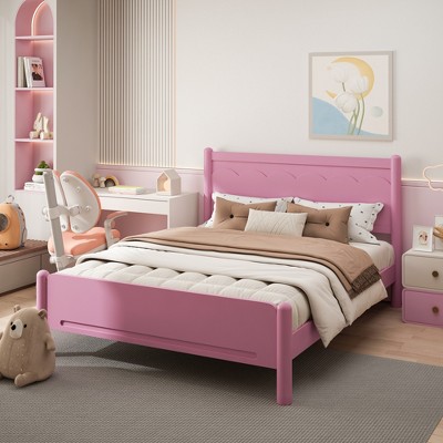 GDFStudio Pansy Wood Platform Bed Frame with Headboard