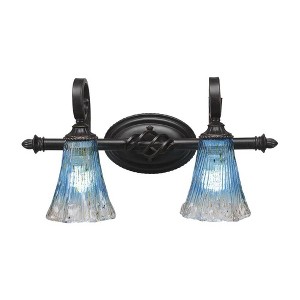 Toltec Lighting Elegante 2 - Light Vanity in  Dark Granite with 5.5" Fluted Teal Crystal  Shade - 1 of 1