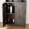 Gulches Tall Rustic Dark Gray Bar Cabinet Multi Purpose Storage with Glass Barn Doors, 5 Wine Racks and Hidden Shelves - 4 of 4
