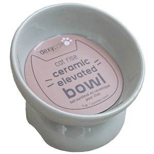 Dexypaws: Elevated Ceramic Bowl For Cats, Desert Green, 7oz Capacity - 1 of 4