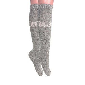 1 Pair Women’s Cotton Knee-High Knitted Lace Socks – Soft, Elegant & Breathable – Size 5-10 - 1 of 2