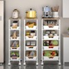 5 Tier Kitchen Rolling Carts with Wheels, Metal Utility Rolling Cart Fruit Vegetable Storage Basket Pantry Rack with Wood Top & Plastic Shelf - 3 of 3
