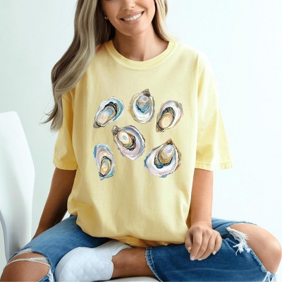 Simply Sage Market Oysters Watercolor Garment Dyed Tee