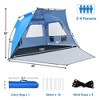 Costway 3-4 Person Easy Pop Up Beach Tent UPF 50Plus Portable Sun Shelter Orange/Blue - 3 of 4