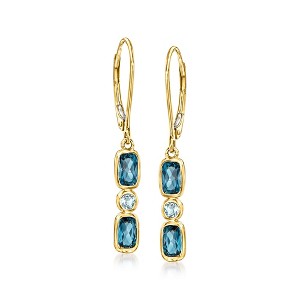 Ross-Simons 1.40 ct. t.w. Sky and London Blue Topaz Drop Earrings in 14kt Yellow Gold - 1 of 4