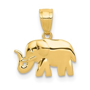 Black Bow Jewelry 14k Yellow Gold Small Polished Elephant Pendant, 13mm (1/2 Inch) - 1 of 4