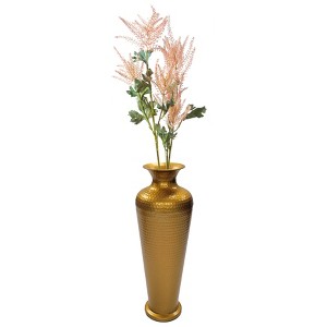 Uniquewise Decorative Modern Gold Metal Hammered Floor Flower Vase for Entryway, Living Room or Dining Room - 1 of 4