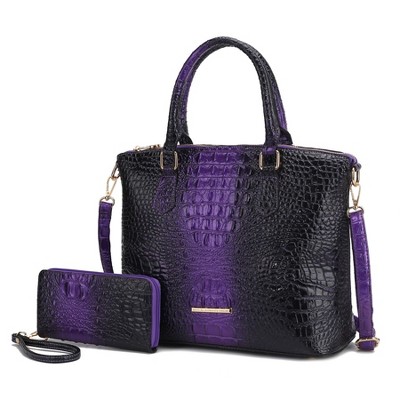 MKF Collection Frankie Gradient Faux Crocodile-Embossed Women’s Satchel Handbag with Matching Wallet by Mia K