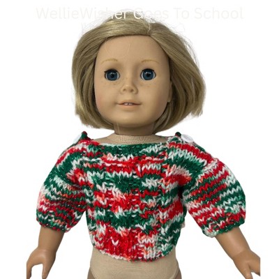 Детские свитеры Doll Clothes Superstore Hand Knit Red, White & Green Glitter Sweater for 18 Inch Dolls — фото 2