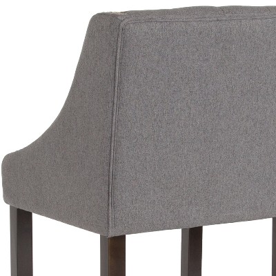 Elegant Saddle-Style 32" Dark Gray and Walnut Leather Barstool