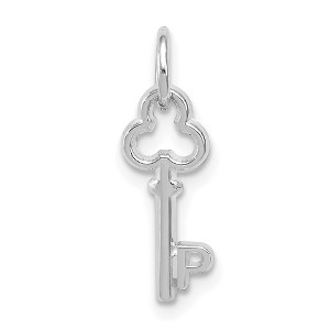 Black Bow Jewelry 14k White Gold, Hannah Collection, Mini Initial P Shamrock Key Charm - 1 of 4