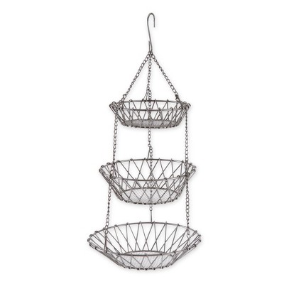 Satin Nickel 3 Tier Hanging Fruit Basket