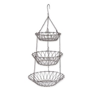 Satin Nickel 3 Tier Hanging Fruit Basket - 1 of 4