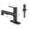 ChicFurnit Bathroom Sink Faucet Pull Out Sprayer Single Handle Faucet with Pop Up Sink Drain for Sleek Bathrooms, Black, 17"*10"*4" - 3 of 4