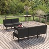 vidaXL Garden Lounge Set Patio Sectional Sofa Couch Outdoor Poly Rattan Black - 2 of 4