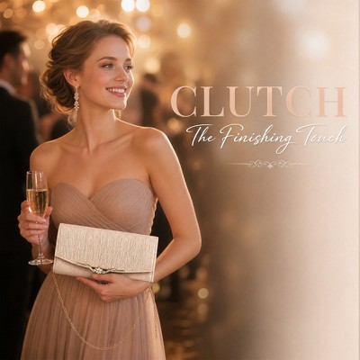 INSPIRE CHIC Shimmer Textured Evening Clutch Purse for Women with Removable Chain Strap & Magnetic Flap Lock 9.8*2.2*3.9 inches Champagne color — фото 2