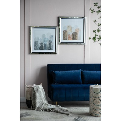 Fisfet S/2 23.6x23.6" Kaiden Crystal Mirror Framed Wall Art on Mellow Golden Tint Background