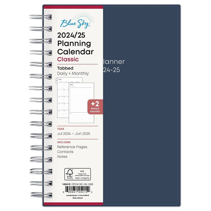 Blue Sky 2024-25 Daily/Monthly Planner 8&#34;x5&#34; Wirebound Navy, 4 of 14