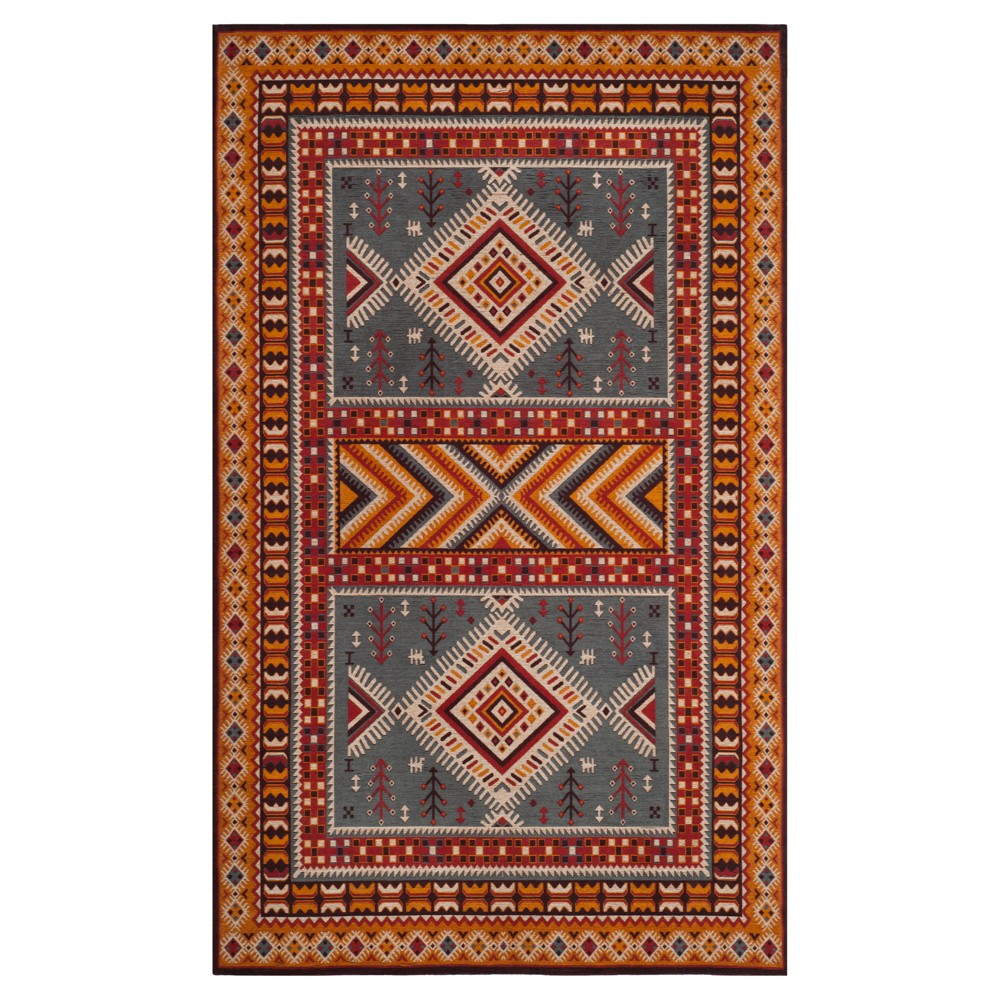 Slate/Mustard Geometric Design Loomed Accent Rug 4'x6' - Safavieh